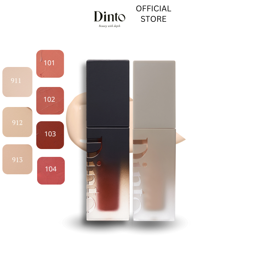 Combo Son Kem Lì Dinto Blur Finish Lip Tint và Kem Che Khuyết Điểm Sáng Da DINTO Wooncho Light-Veil 