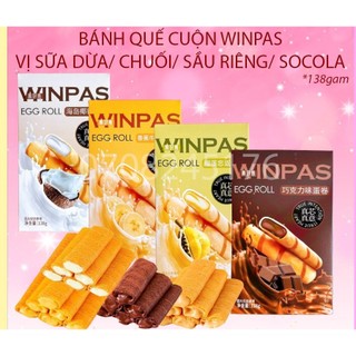 Bánh quy quế cuộn socola, chuối , dừa, sầu riêng Winpas siêu ngon, Bánh Snack/ bánh quế cuộn.