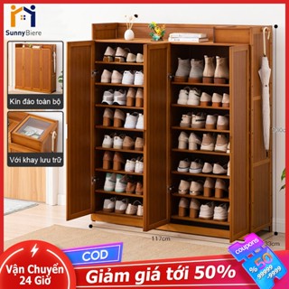 SUNNY Tủ đựng giày dép gỗ tre khúc gỗ tự nhiên phong cách sang trọng kiểu Nhật kệ giày gỗ, giá đựng giày dép