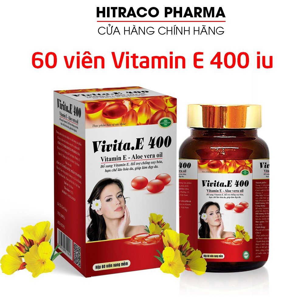 Vivita.E 400 (chai 60 viên) ROXTECH bổ sung vitamin E 400iu giúp đẹp da, ngừa lão hóa da - 60 viên