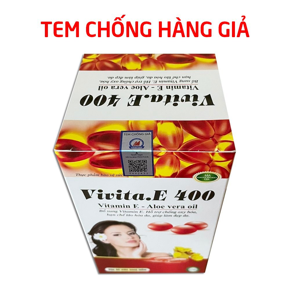 Vivita.E 400 (chai 60 viên) ROXTECH bổ sung vitamin E 400iu giúp đẹp da, ngừa lão hóa da - 60 viên