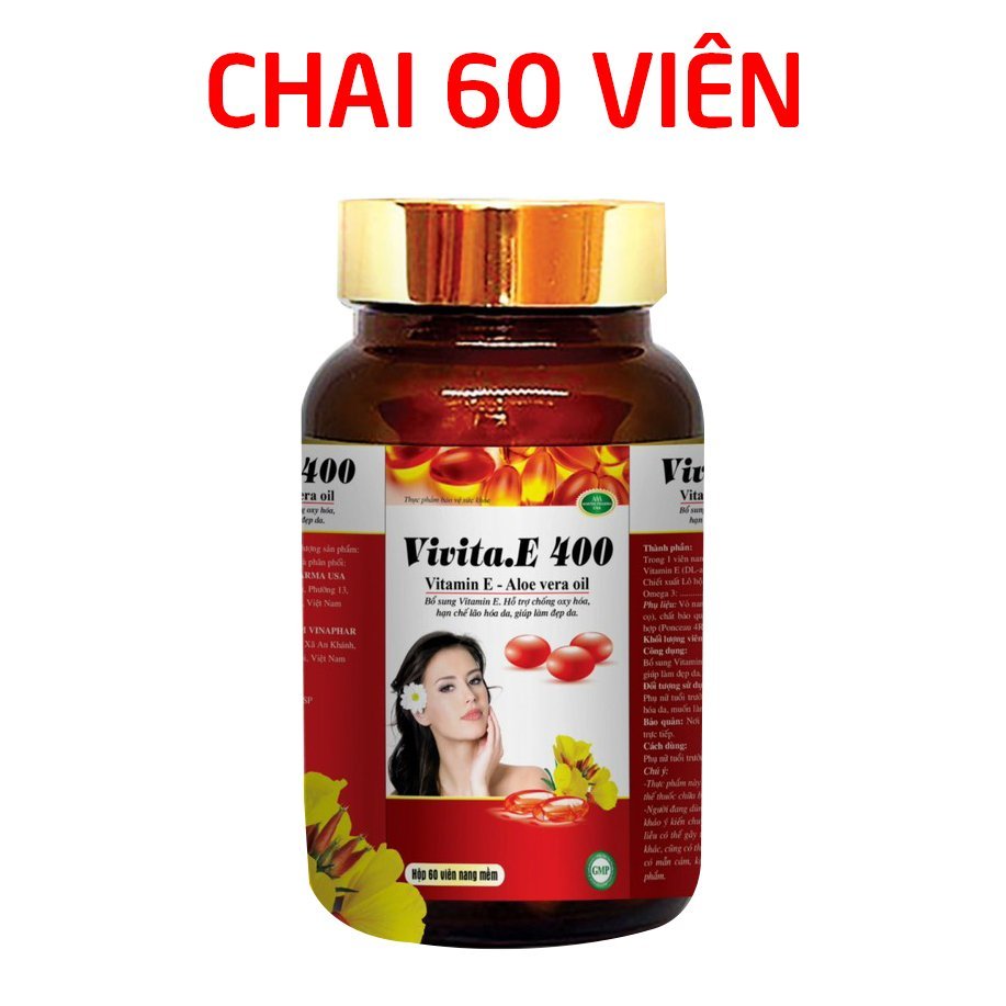 Vivita.E 400 (chai 60 viên) ROXTECH bổ sung vitamin E 400iu giúp đẹp da, ngừa lão hóa da - 60 viên