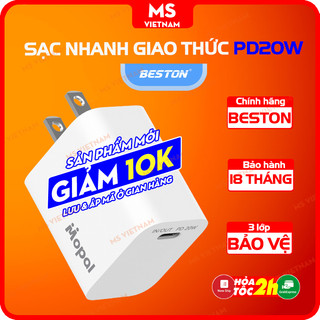 Cốc Sạc - Cáp Sạc Nhanh Beston PD20W - Bảo vệ pin, cảm ứng, nguồn - Chính Hãng - Bảo Hành 18 Tháng - MS Vietnam