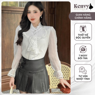 Áo Sơ Mi Cổ Bèo, Sơ Mi Voan Siêu Xinh Tay Dài Cổ Tròn Thời Trang Nữ | KENVY STORE-N555
