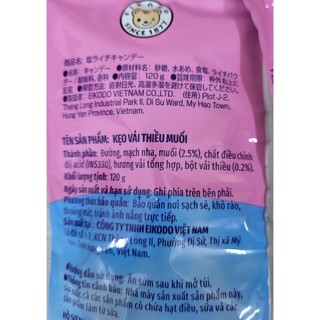 EIKODO [Túi HỒNG 120g] KẸO VẢI THIỀU MUỐI [VN] Salty Lychee Candy