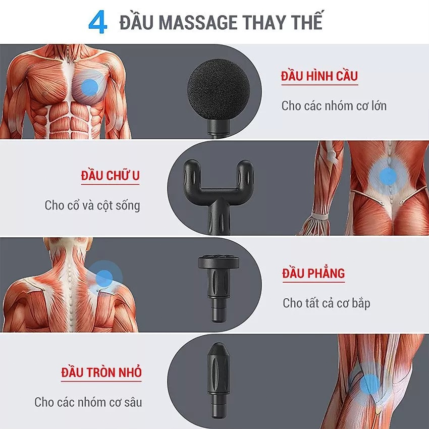 [Máy mát xa cầm tay mini] Massage lưng cổ và vai 4 đầu và 6 chế độ  cầm tay toàn thân máy massage