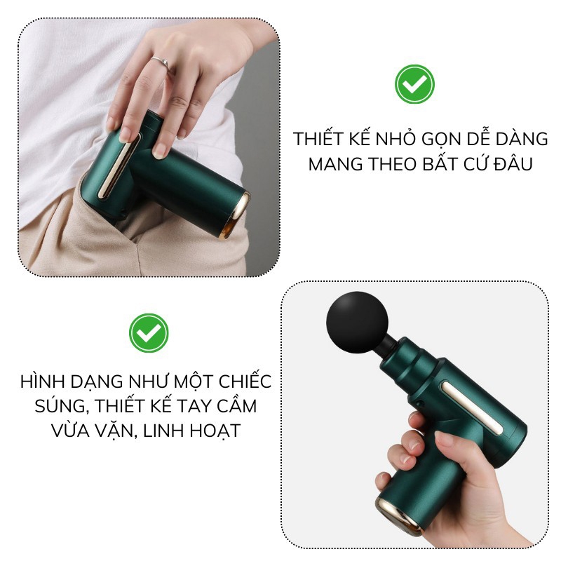 [Máy mát xa cầm tay mini] Massage lưng cổ và vai 4 đầu và 6 chế độ  cầm tay toàn thân máy massage
