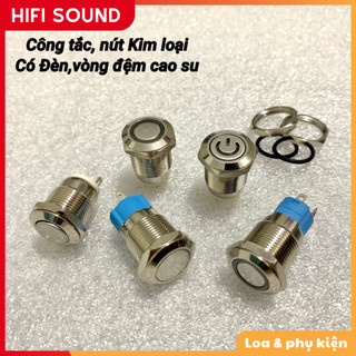 Công tắc, nút nhấn nhả, nút nhấn giữ kim loại có đèn màu Trắng 12mm