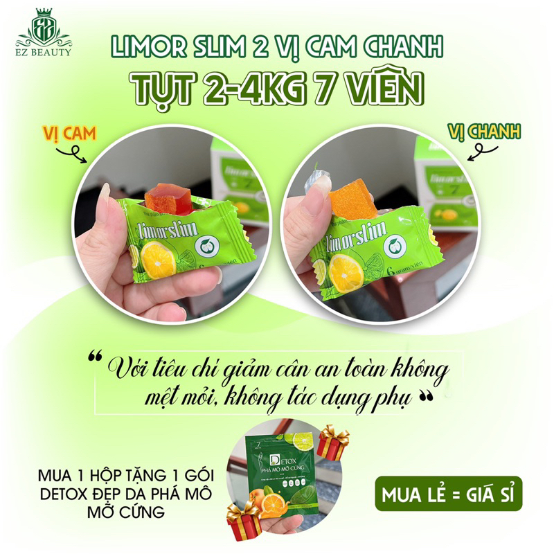 KẸO CHANH LEMOL SLIM GIẢM CÂN, KẸO CHANH CAM LIMOR SLIM TẶNG DETOX THẢI MỠ