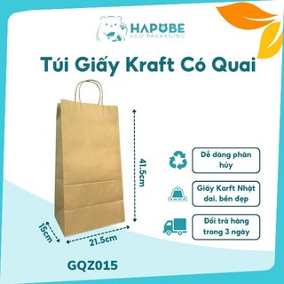 100 túi giấy Kraft có quai 21x15x41cm GQZ015