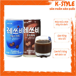 Combo 5 lon cà phê lets be lotte 175ml vị nguyên bản và vị mocha latte - 레쓰비 마일드 / 모카라떼