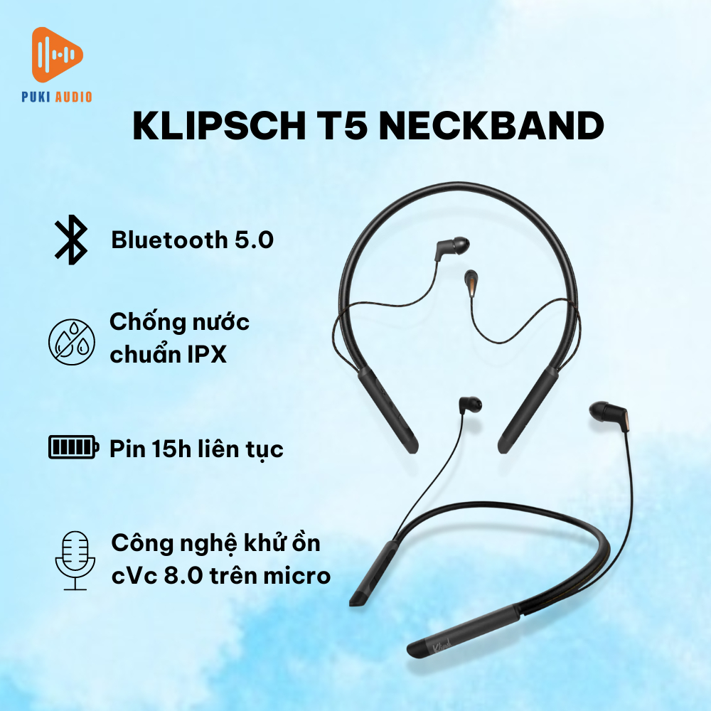 Tai nghe Klipsch T5 Neckband (Chính Hãng)
