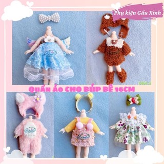 Quần áo đầm cho búp bê 16cm, ob11