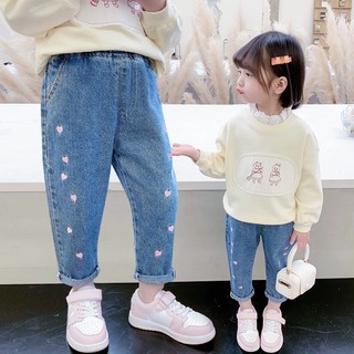 Quần jean dài bé gái, quần jean dáng baggy chất liệu jean mềm cho bé gái A2061 - Jumping Beans