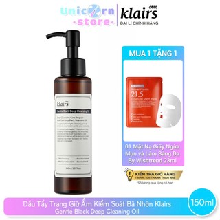 Dầu Tẩy Trang Giữ Ẩm Kiểm Soát Bã Nhờn Klairs Gentle Black Deep Cleaning Oil 150ml