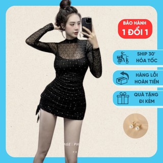 SHIP HOẢ TỐC Đầm BODY LƯỚI LẤP LÁNH ĐÍNH ĐÁ BLING SANG CHẢNH HÀNG LOẠI 1 QCCC