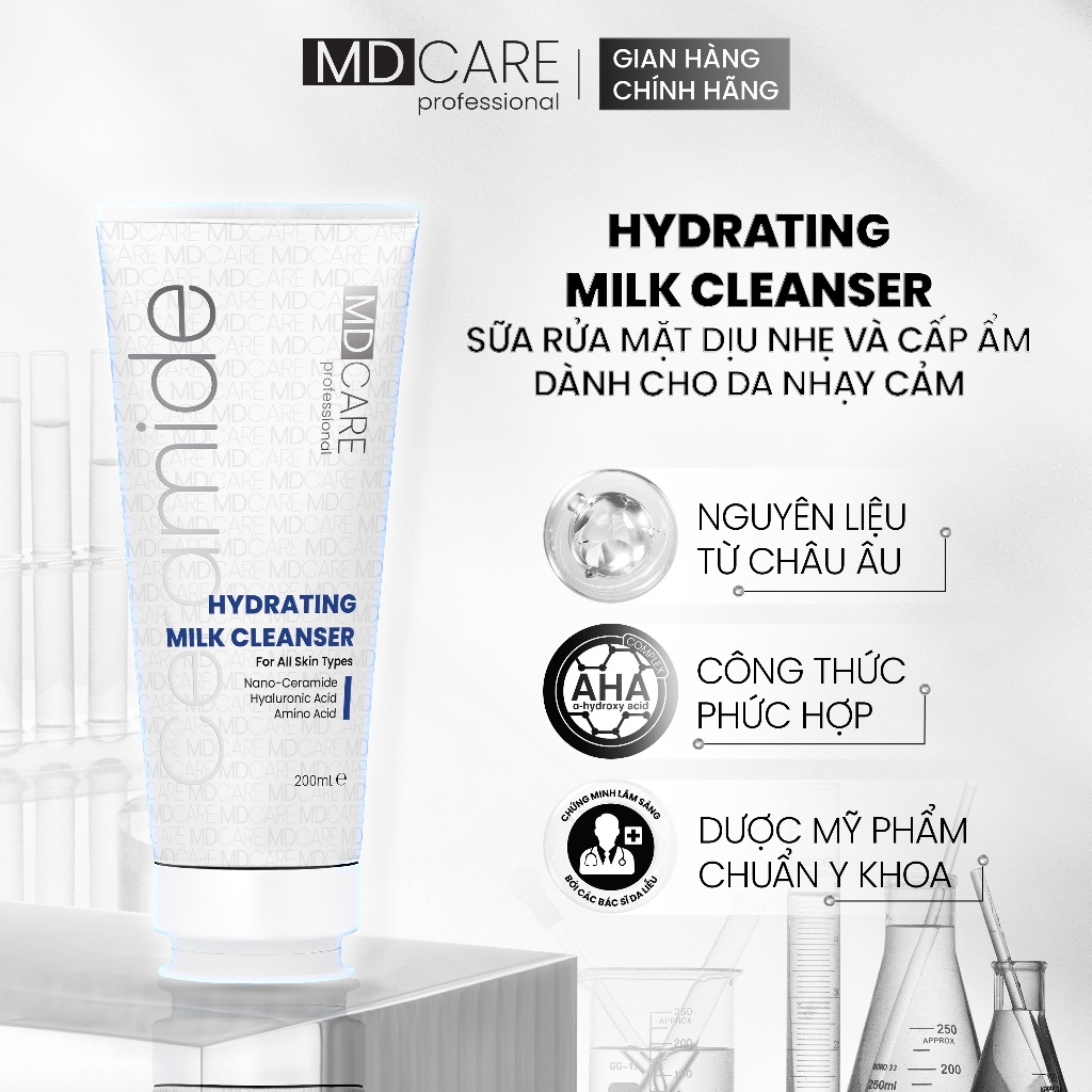 Sữa Rửa Mặt MD CARE Hydrating Milk Cleanser Dịu Nhẹ Và Cấp Ẩm Cho Da Nhạy Cảm 200ml