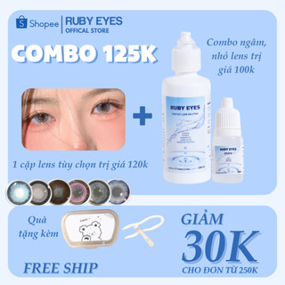 Kính áp tròng rubyeyes lens 0 độ không cận + combo nước ngâm nhỏ lens