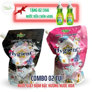   5.2 Kg Nước giặt đậm đặc HyGienC Plus giặt sạch quần áo thơm hương hoa - Tặng kèm 02 Chai nước rửa chén