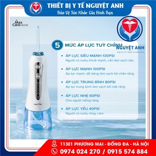 Máy tăm nước cầm tay Maxcare M1Pro Công nghệ phun sóng âm sonic, 5 mức độ lực, tặng kèm 6 đầu tăm & đầu rửa mũi