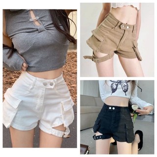 Quần Đùi Kaki Nữ Đính Nút ( size S, M, L) alohashop91