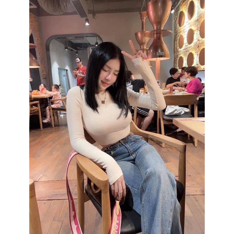 Áo thun dài tay nữ dáng croptop Zara auth