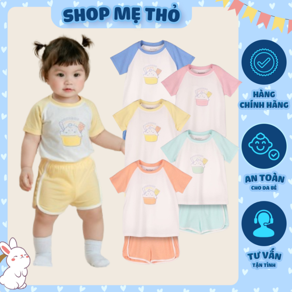 [Punchun FORM NHỎ TĂNG 1 SIZE] Bộ cộc tay raglan Punchun chất cotton mỏng mềm mịn mát Bakery bé trai