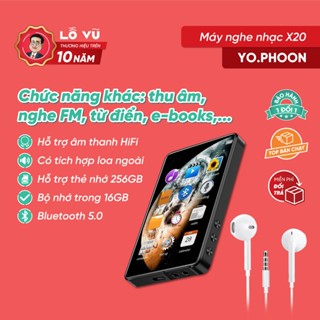 Máy Nghe Nhạc YO.PHOON X20, Màn 4inch HD Mp3 Mp4, cảm ứng Bluetooth 5.0, Walkman 16GB, Loa tích hợp