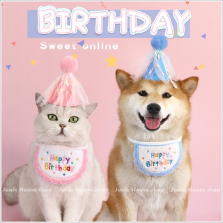 Nón yếm Happy birthday mừng sinh nhật cho chó mèo nhỏ