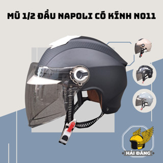 Mũ bảo hiểm 1/2 đầu Napoli N011 Có Kính chắn gió che hết mặt, FreeSize 54-58cm - Bảo hành 12 tháng