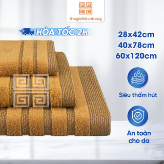 Combo Khăn Mặt Khăn Tắm Khăn Tay Songwol C3V03 Chất Liệu Cotton Cao Cấp An Toàn Kích Thước 28x42cm, 40x78cm, 60x120cm