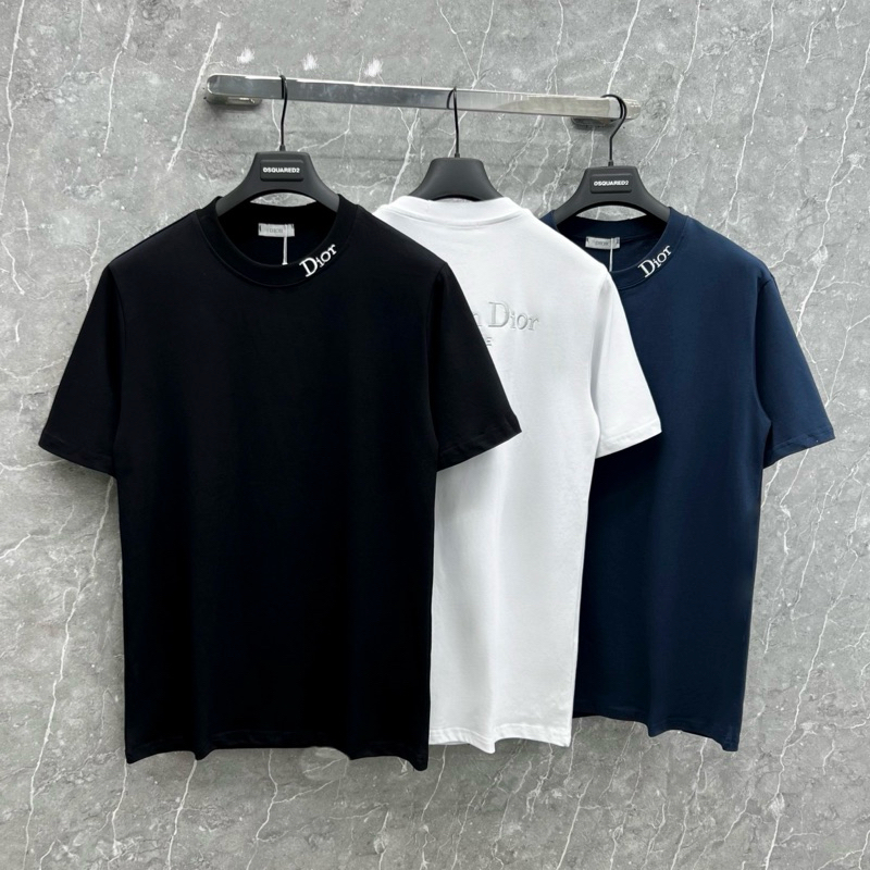 Áo phông nam nữ Premium Cotton CD thêu nổi chữ viền bo cổ phối thêu chữ sau lưng basic boy phố AP506P