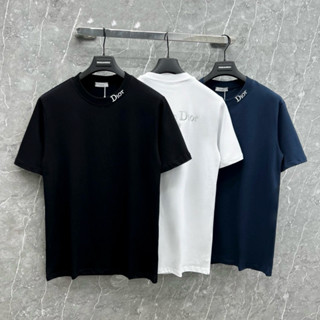 Áo phông nam nữ Premium Cotton CD thêu nổi chữ viền bo cổ phối thêu chữ sau lưng basic boy phố AP506P