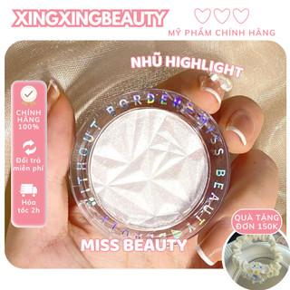 Phấn bắt sáng Highlight Miss Beauty nhũ kim tuyến lấp lánh bảng phấn bắt sáng tự nhiên lâu trôi