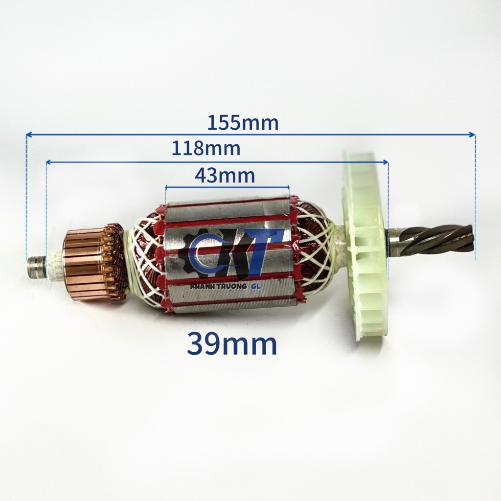 Rotor (ruột) khoan đục 14 ly LEIYA 2702 (LY-C2702), thân 39mm 5 răng huyền