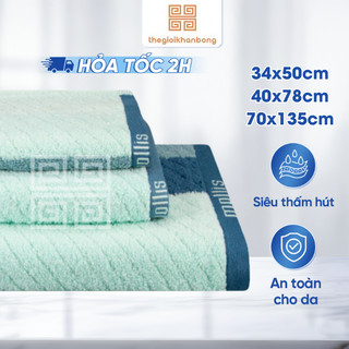 Combo Khăn Mặt Khăn Tắm  Khăn Tay Mollis C3MN1 Sợi Nontwist Thiên Nhiên Mềm Kích Thước 34x50cm, 40x78cm, 70x135cm