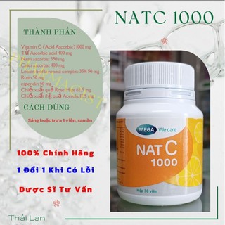  NAT C 1000 lọ 30 viên - viên vitamin C tăng đề kháng trắng da 