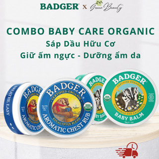 Combo BADGER Sáp Dầu Giữ Ấm Ngực, Dưỡng Ẩm Da Cho Bé Từ 6 Tháng Aromatic Chest Rub, Baby Balm 56g