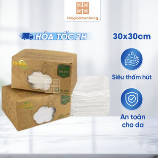 Bộ 10 Khăn Sữa Mịn Mollis P777 Cotton Mềm Mại Thấm Hút Thiên Nhiên Lành Tính An Toàn Cho Bé 30x30cm