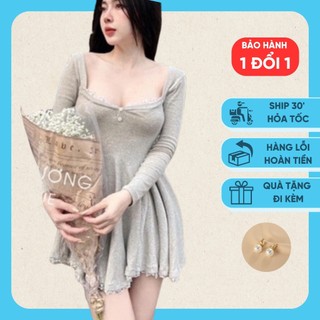 SHIP HOẢ TỐC VÁY BODY CỔ VUÔNG PHỐI REN QUẢNG CHÂU KÈM ẢNH THẬT