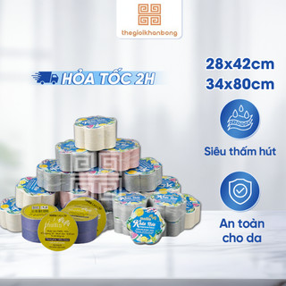 Khăn Mặt Khăn Tay Nén Mollis Cao Cấp Chất Liệu Cotton Mềm Mại Siêu Thấm Hút Kích Thước 28x42cm, 34x80cm