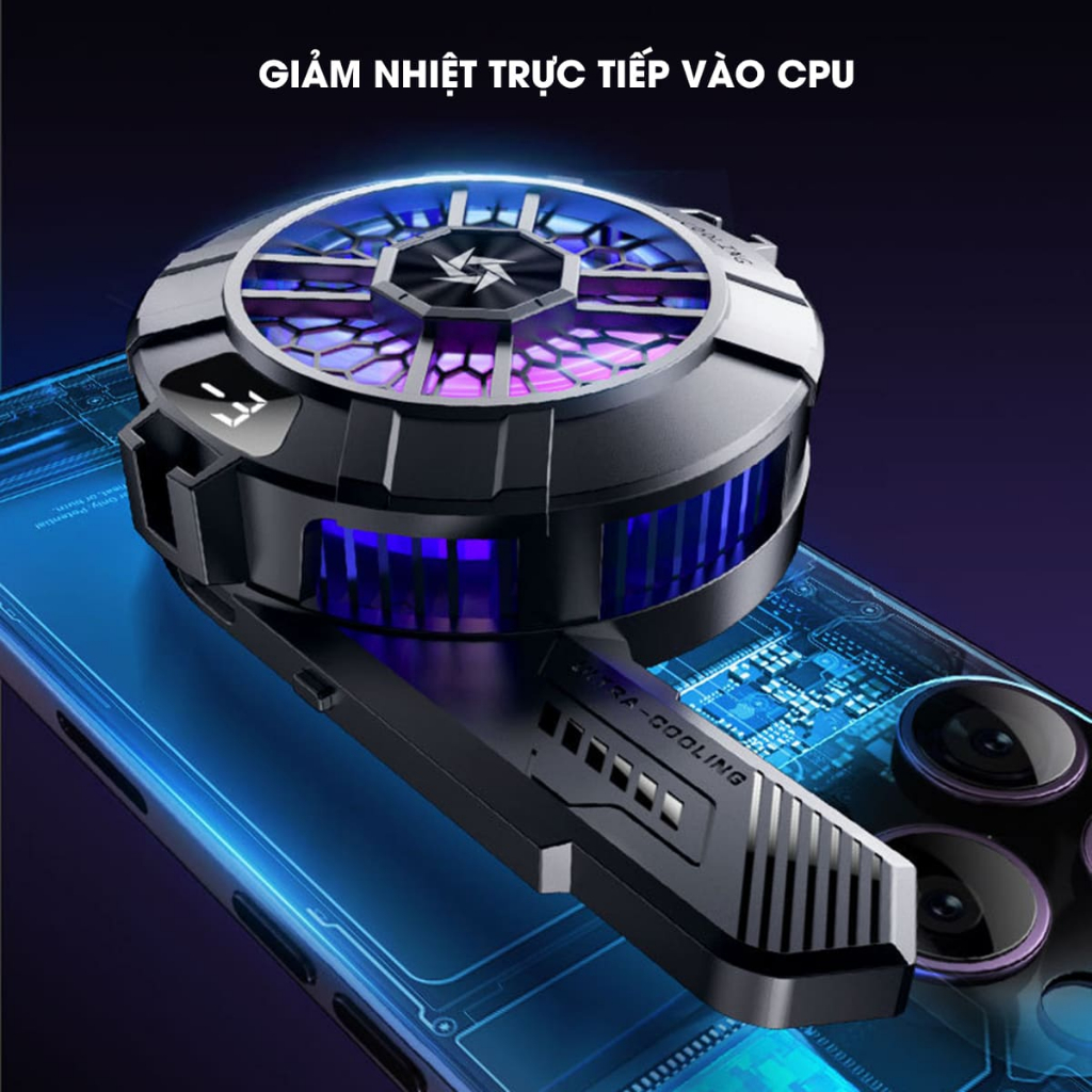 Sò lạnh tản nhiệt điện thoại SL33 led RGB hiển thị nhiệt độ giảm nhiệt nhanh hỗ trợ tăng FPS Gaming Liên Quân PUBG | BigBuy360 - bigbuy360.vn
