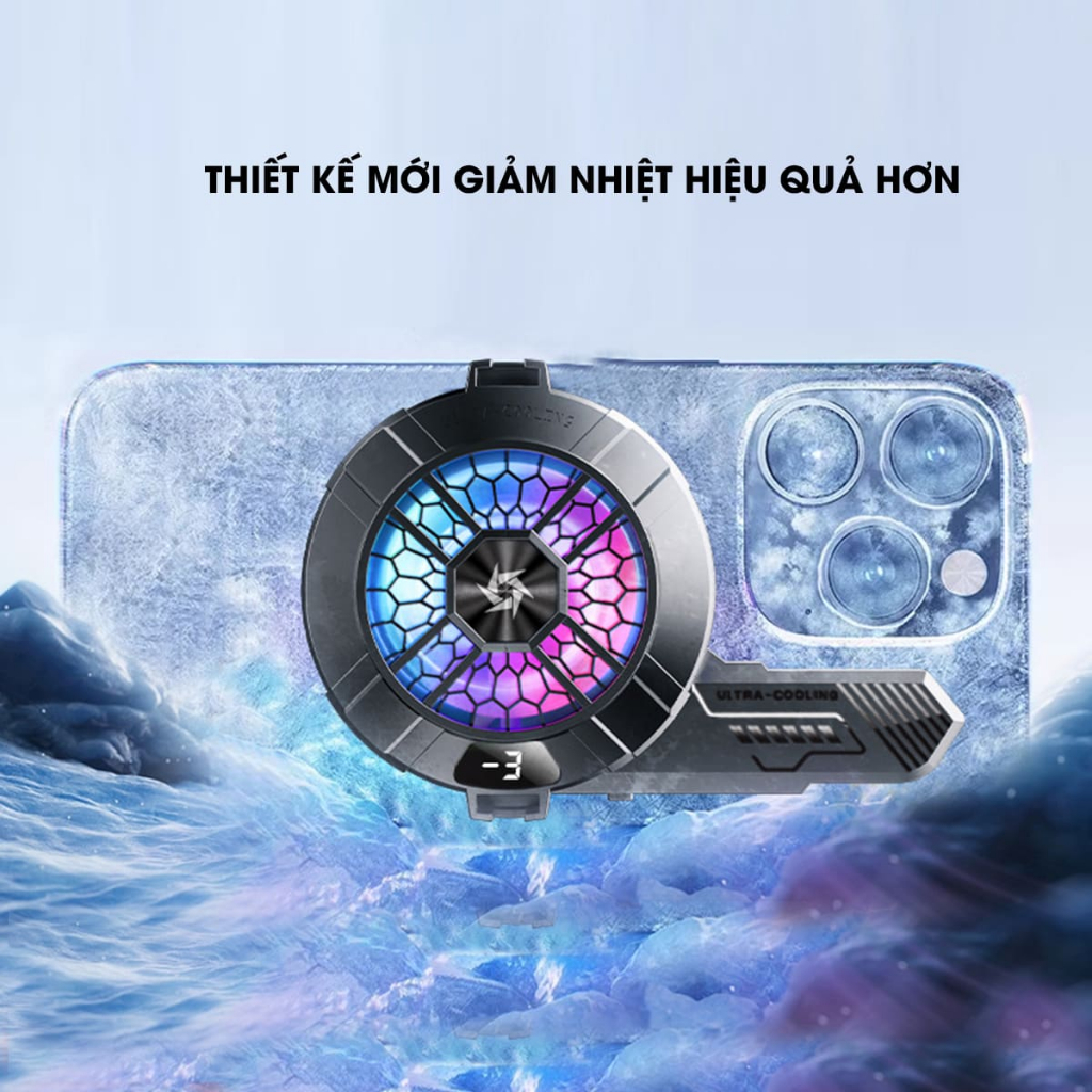 Sò lạnh tản nhiệt điện thoại SL33 led RGB hiển thị nhiệt độ giảm nhiệt nhanh hỗ trợ tăng FPS Gaming Liên Quân PUBG | BigBuy360 - bigbuy360.vn
