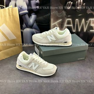 Giày thể thao new balance 574 shoes 'beige white,giày nb 574 kem vàng viền phản quang
