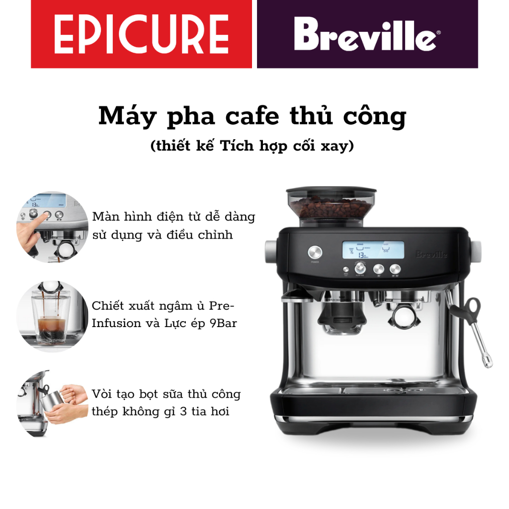 Máy pha cà phê Breville 878 the Barista Pro Black Stainless Steel