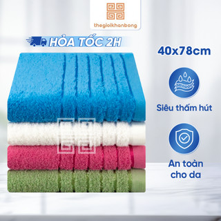 Khăn mặt line border songwol fl04 cotton thấm hút tốt độ bền cao an toàn cho da nhạy cảm 40x78cm