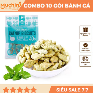  Combo 10 Gói Bánh Cá Thưởng Catnip Cho Mèo Sạch Răng Tiêu Búi Lông Gói 40g - Bánh Cá Catnip Cho Mèo |Muchinshop