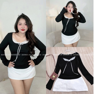|bigsize aholashop| áo tay dài babie nhún hông