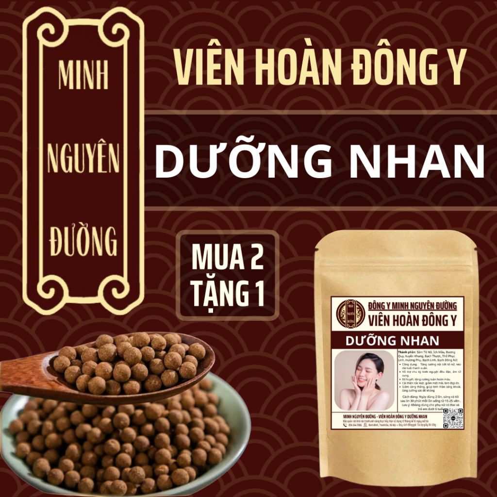 Viên Dưỡng Nhan Trắng Da -Minh Nguyên Đường- Bổ Khí Huyết, Ấm Tử Cung, Cân Bằng Nội Tiết, Táo Đỏ Kỷ Tử