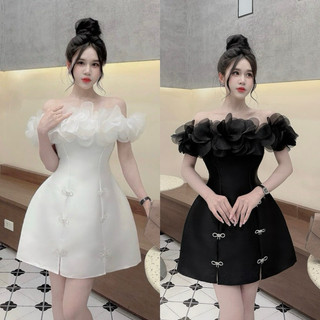 Váy Taffa Trễ Vai Kèm Nơ Đá Đi Tiệc Sang Trọng Quyến Rũ Dolldiva